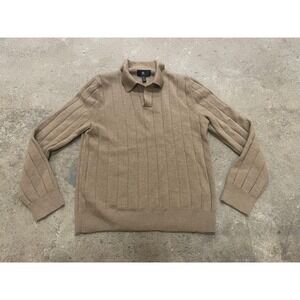 Banana Republic Sweater Mens Medium Brown Italian Merino Collared Pullover Knit
